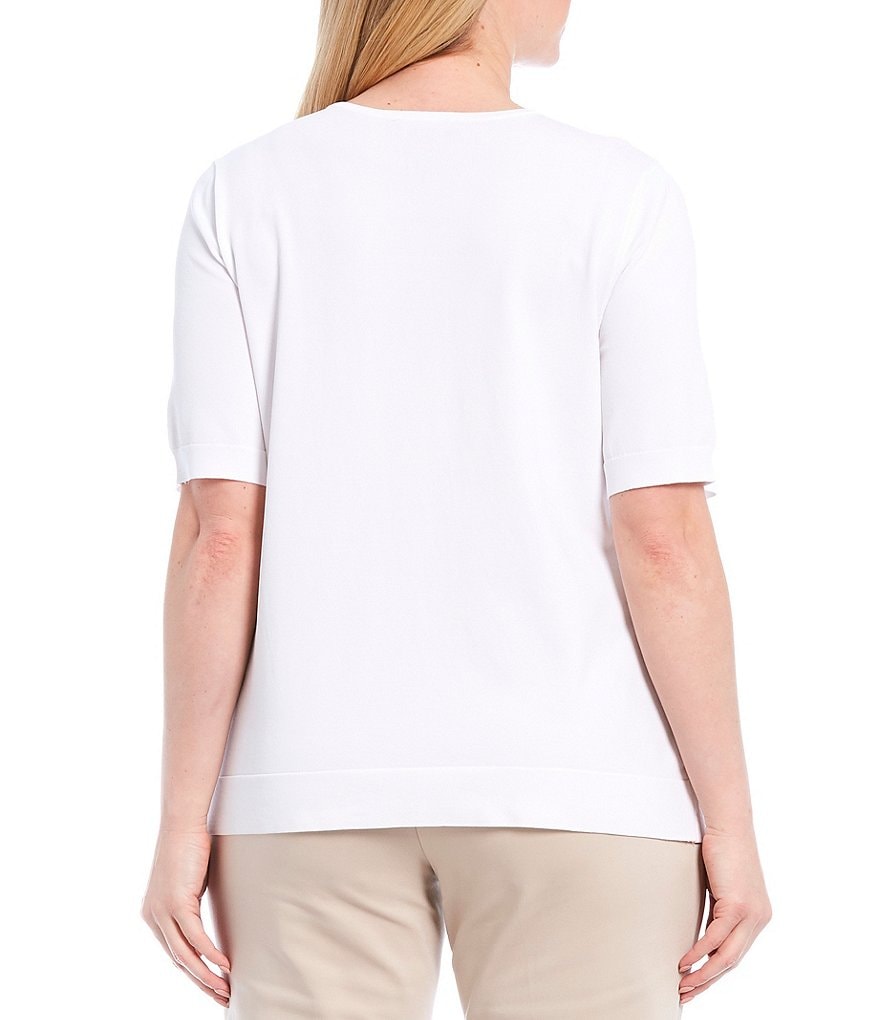 Investments Plus Size Signature Yarn Short Sleeve Crew Neck Top
