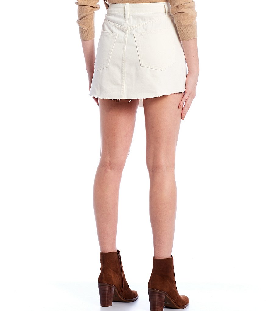 A Loves A Distress Hem High Rise Stretch Denim Skirt