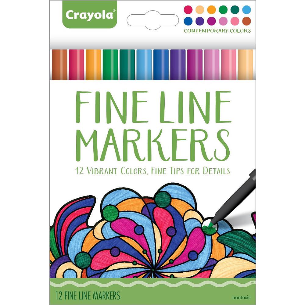 Crayola Contemporary Colors Fine Line Markers Set - Assorted Ink - 12 / Set CYO587714