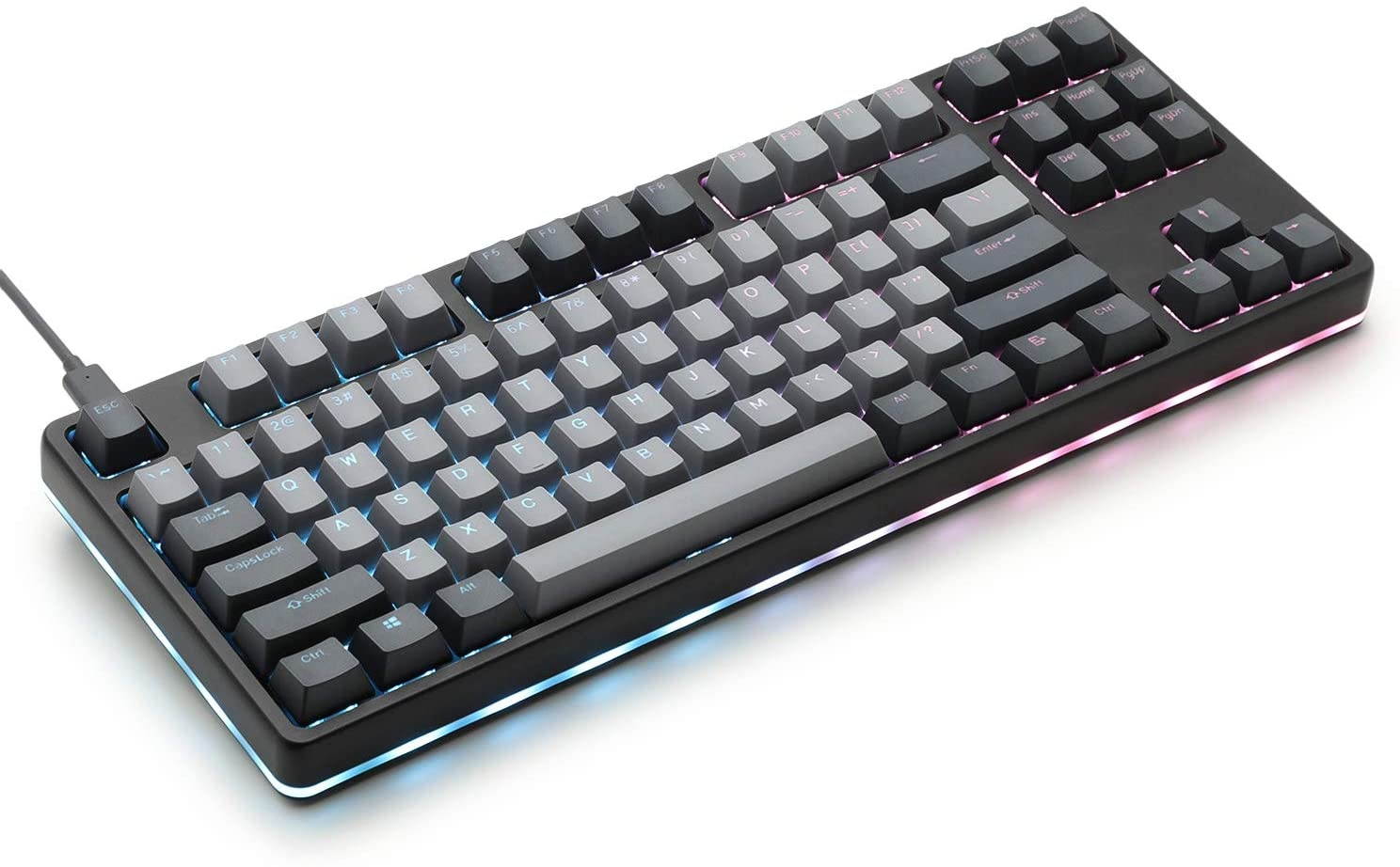 Drop CTRL High-Profile Mechanical Keyboard &mdash; Tenkeyless TKL (87 Key) Gaming Keyboard, Hot-Swap Switches, Programmable, Backlit RGB LED, USB-C, Doubleshot PBT, Aluminum (Black, Halo Clear)