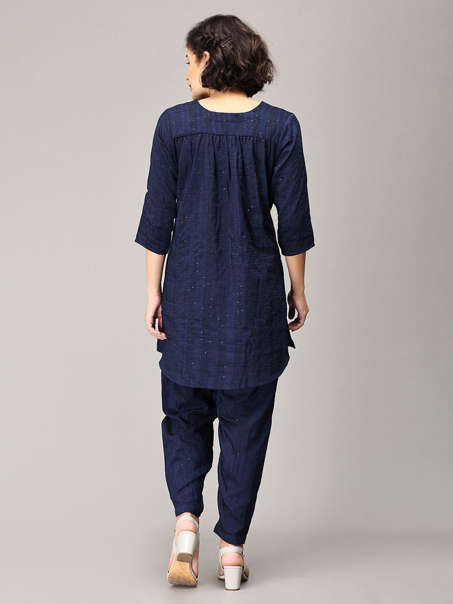 The Mom Store Navy Embellished Maternity Kurta Pant Set