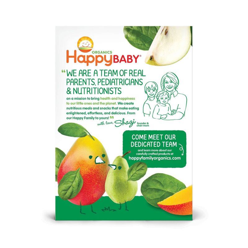 HappyBaby 4pk Organic Pears Mangos & Spinach Baby Food Pouch - 16oz
