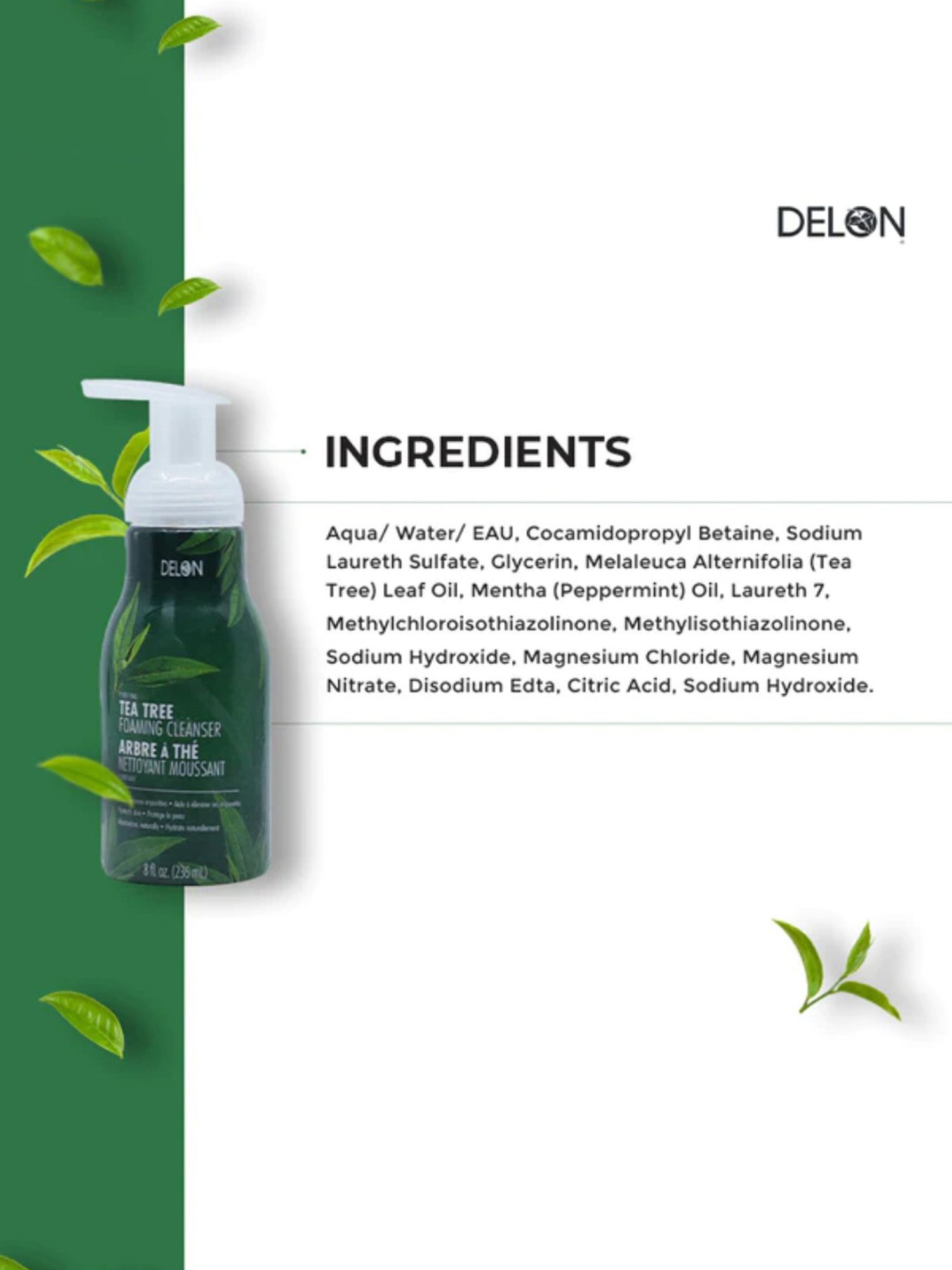 Delon Purifying Tea Tree Foaming Cleanser - 236 ml