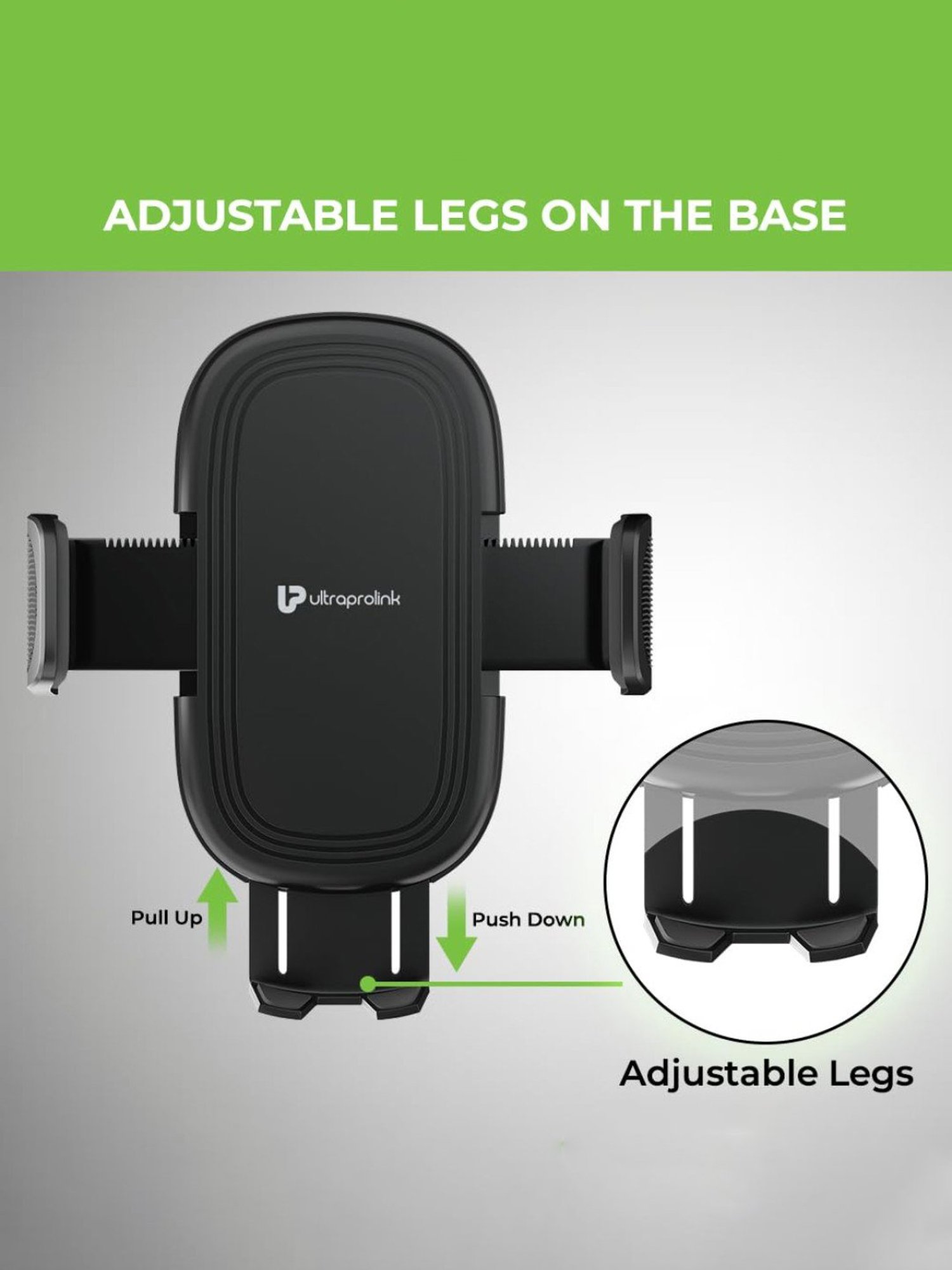 ULTRAPROLINK UM1167 Drive Safe, Universal Adjustable Holder Car Mount for All Smartphones (Black)