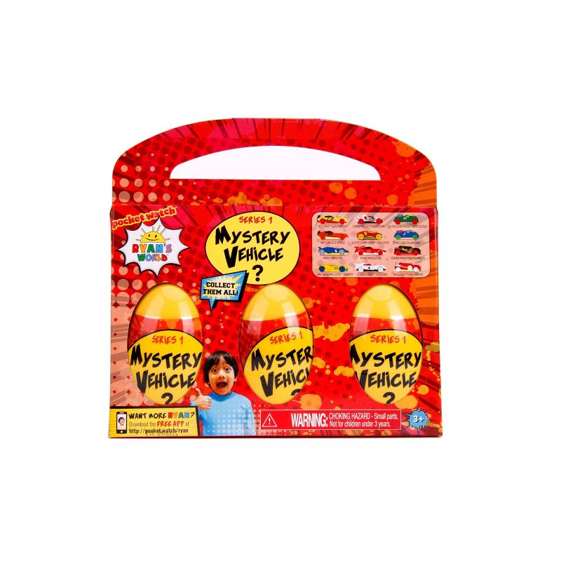 Ryan's World Mystery Eggs with Die-Cast Vehicles 3pk