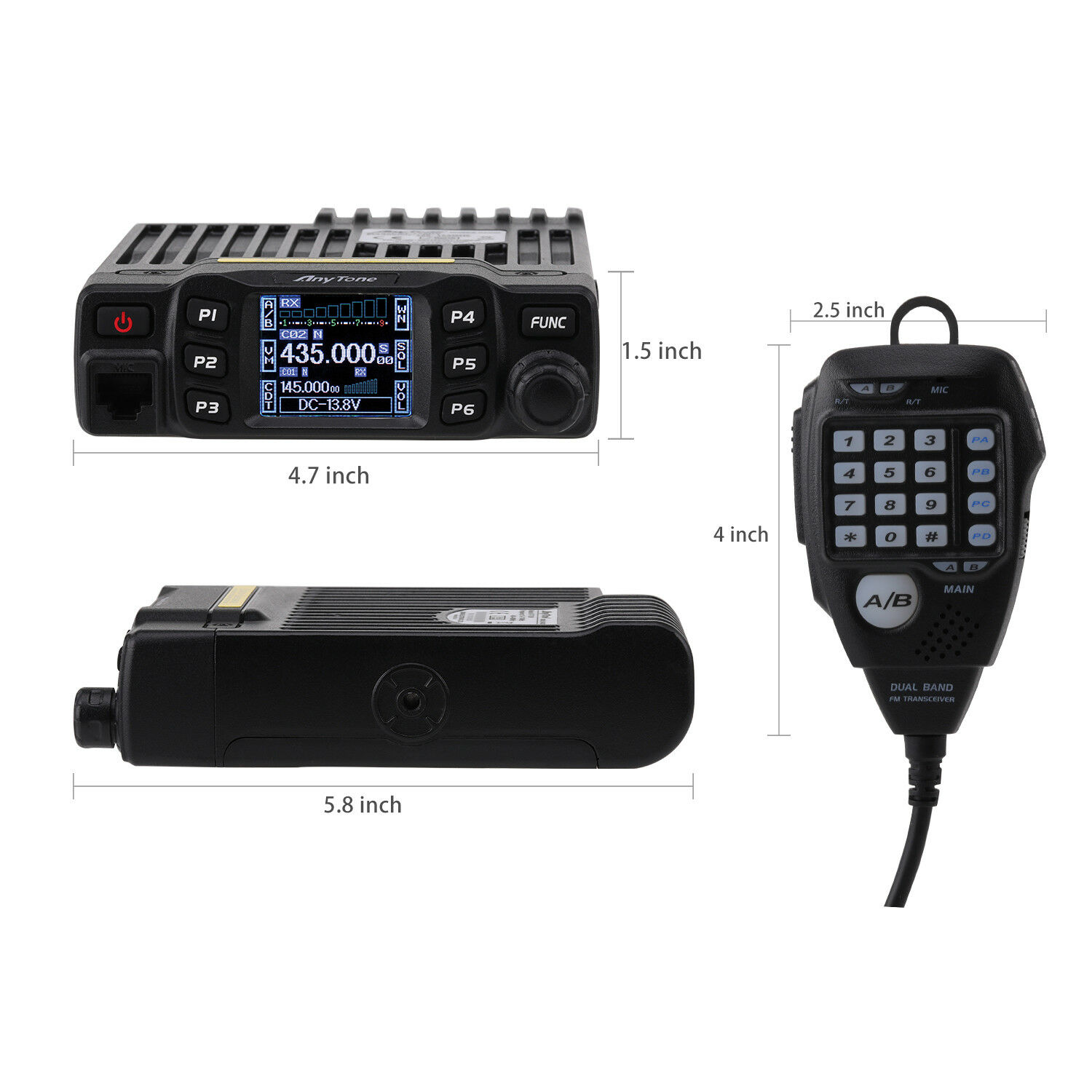 AnyTone AT778UV Dual Band Transceiver Mobile Radio VHF/UHF Two Way Amateur Radio