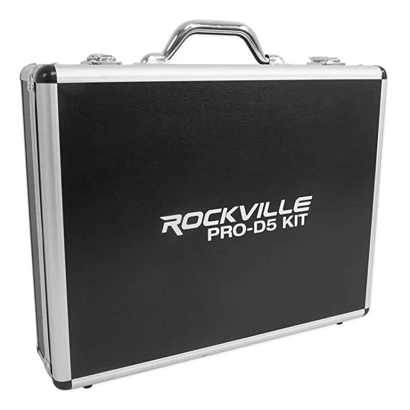 PROD5 5 Piece Drum Mic Kit wMetal Bass+Snare Microphones+Clips