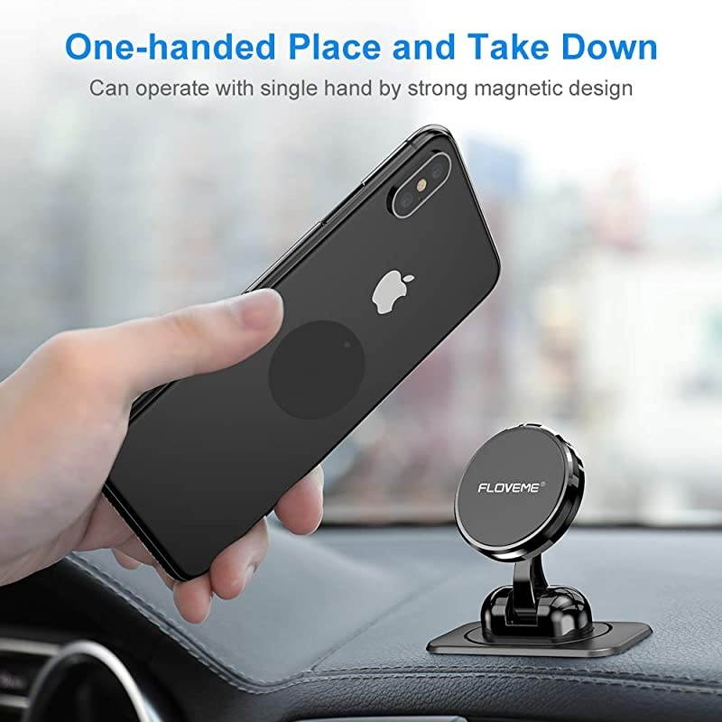 Magnetic Phone Car Mount -  360&deg; Rotate Magnetic Cell Phone Holder for Car Dashboard Hands Free Phone Magnet Car Mount for iPhone 12 11 Pro Xs Max X XR 8 7 6 Samsung S21 S20
