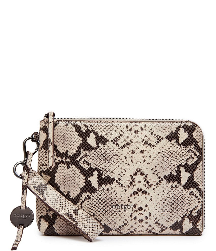 Margot Noelle Snake Print Leather Travel Pouch