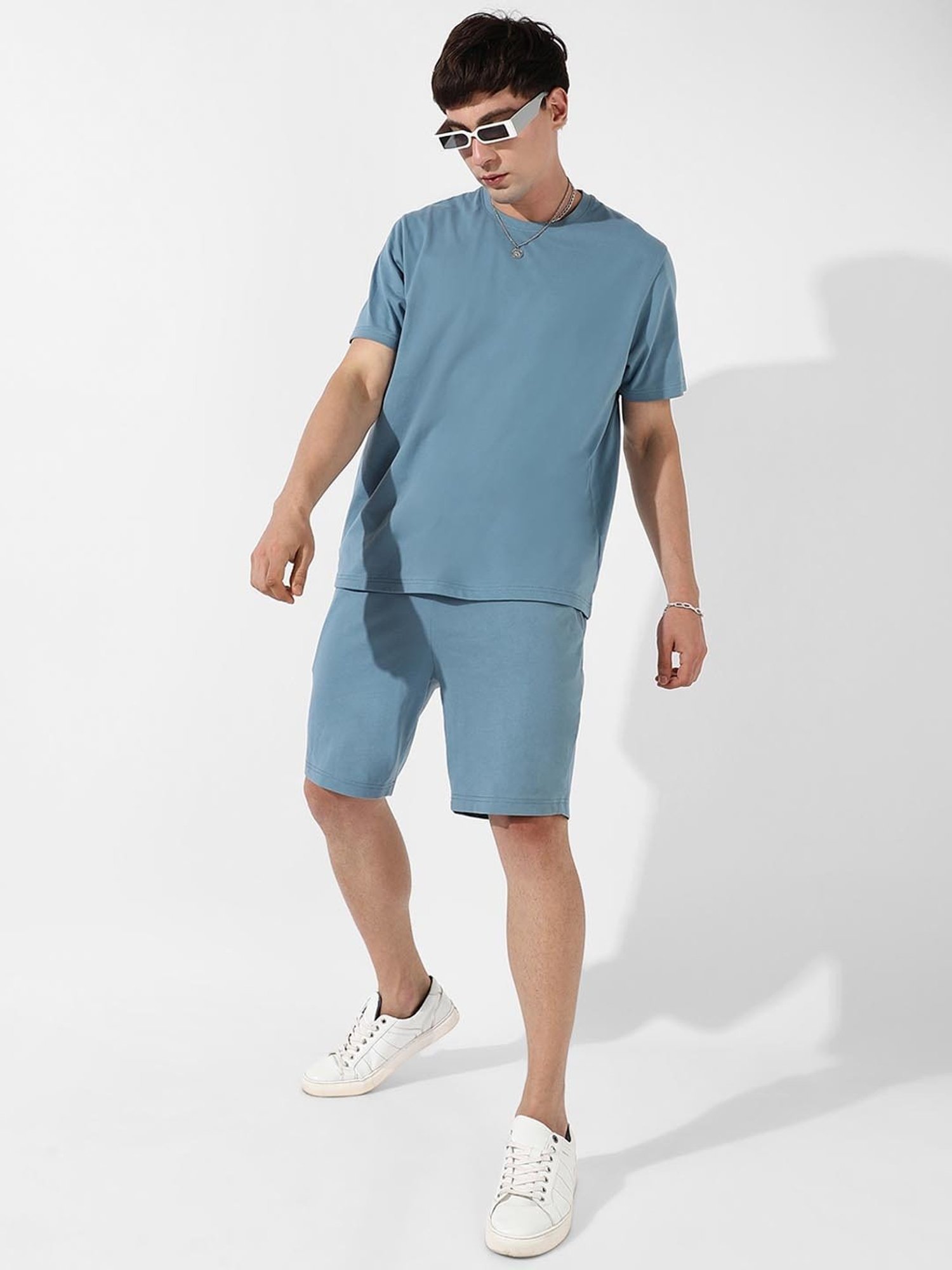 Campus Sutra Blue Regular Fit Co-Ord Set