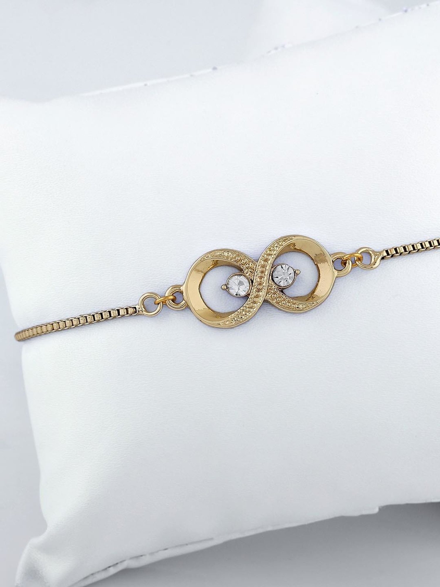 Estele Gold-Plated Eternal Knot Bracelet with Austrian Crystals for Women