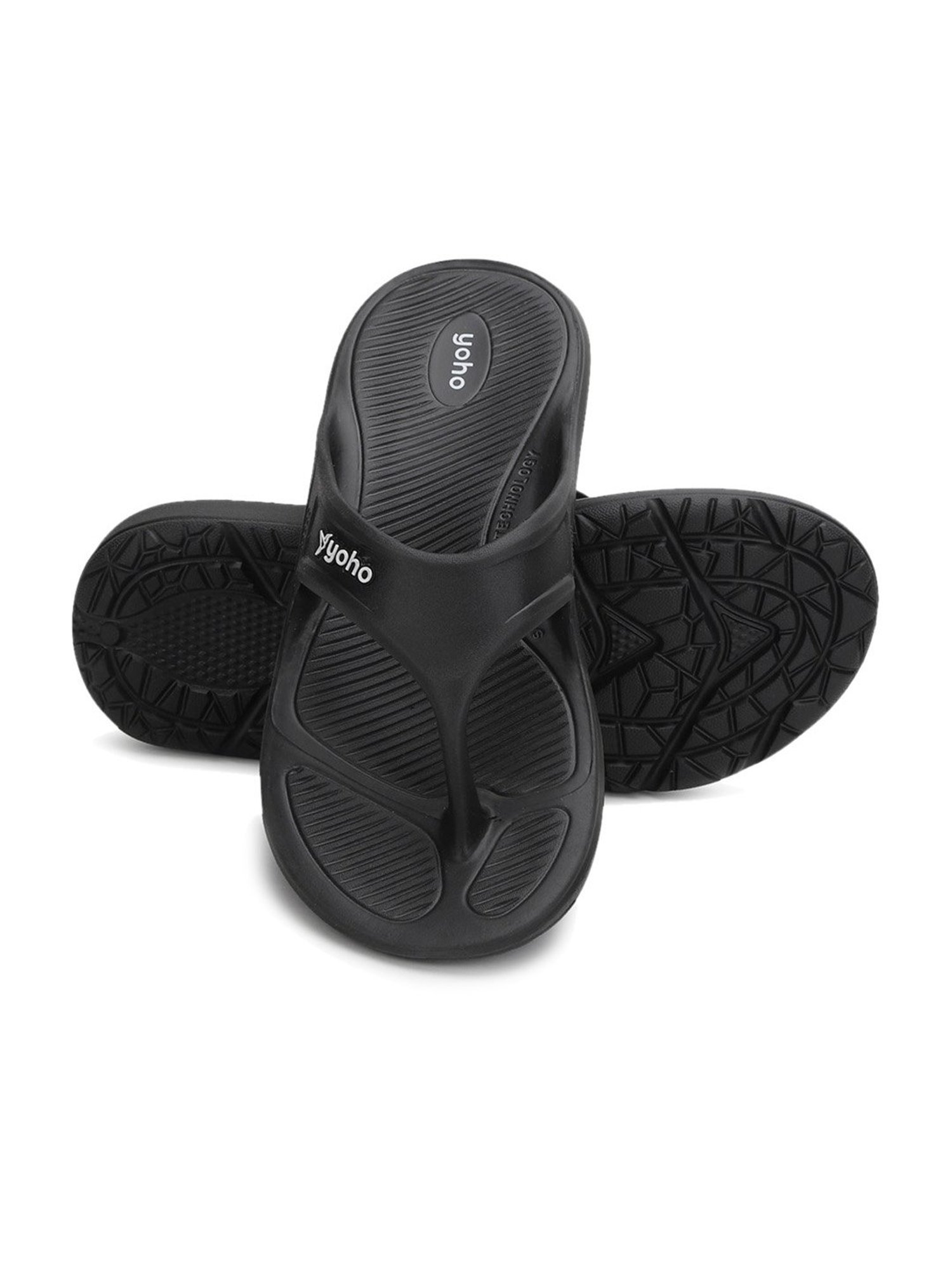 Yoho Men's Accupressure Drizzle Black Flip Flops
