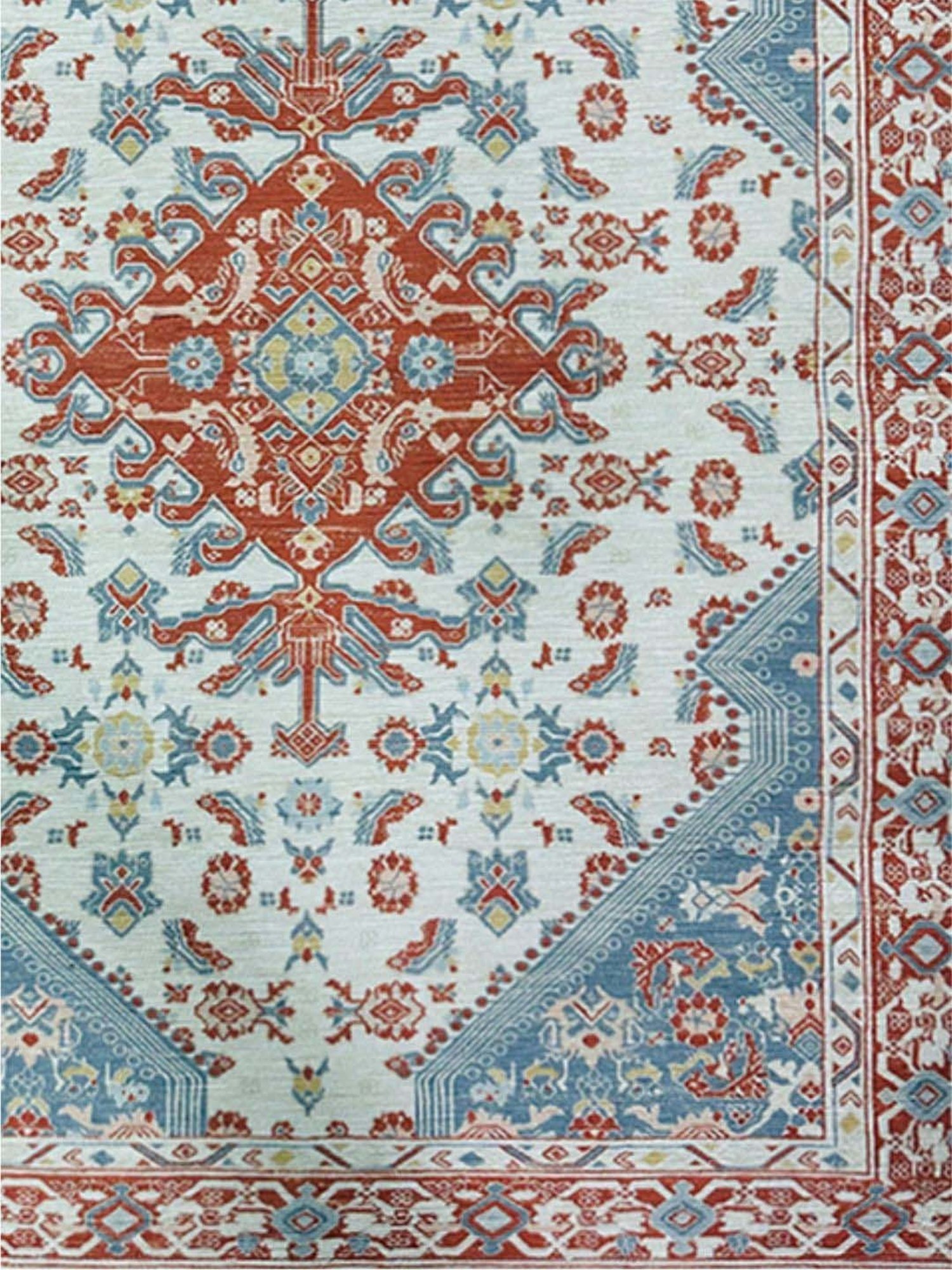 Urban Space Blue & Red Chenille Ethnic Motifs Anti-Skid Door Mat