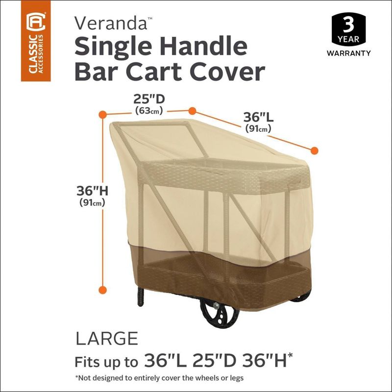Veranda Single Handle Bar Cart Cover Light Beige L - Classic Accessories
