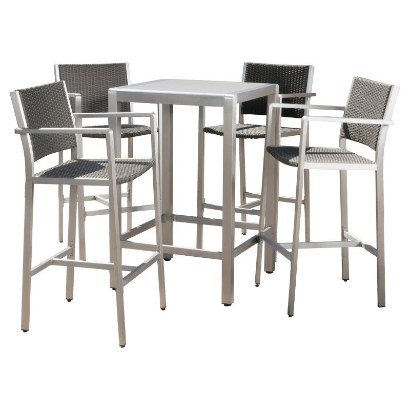La Sola 3pc Metal Bistro Set - Black/Bronze - Christopher Knight Home