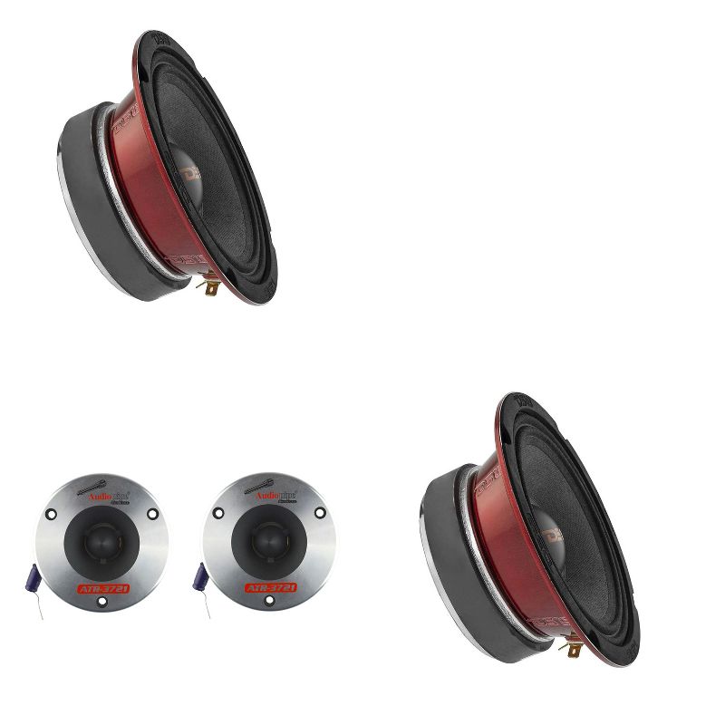 DS18 PRO-X6MSE Pro X 6.5 Inch 450 Watt 225 RMS 8 Ohm Mid Range Car and Truck Door Loudspeaker with Tweeter Audio Bullet Pair