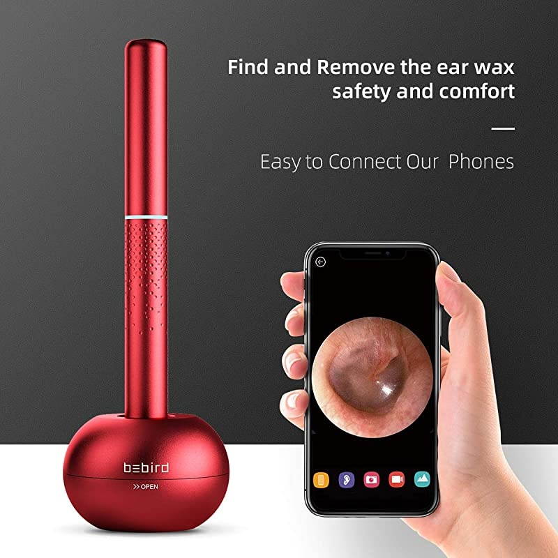 M9 Pro Otoscope Smart Visual Ear Cleaning Stick with 1080P HD Digital Endoscope for Earwax Cleaning Received A 4axis Intelligent Gyroscope Red
