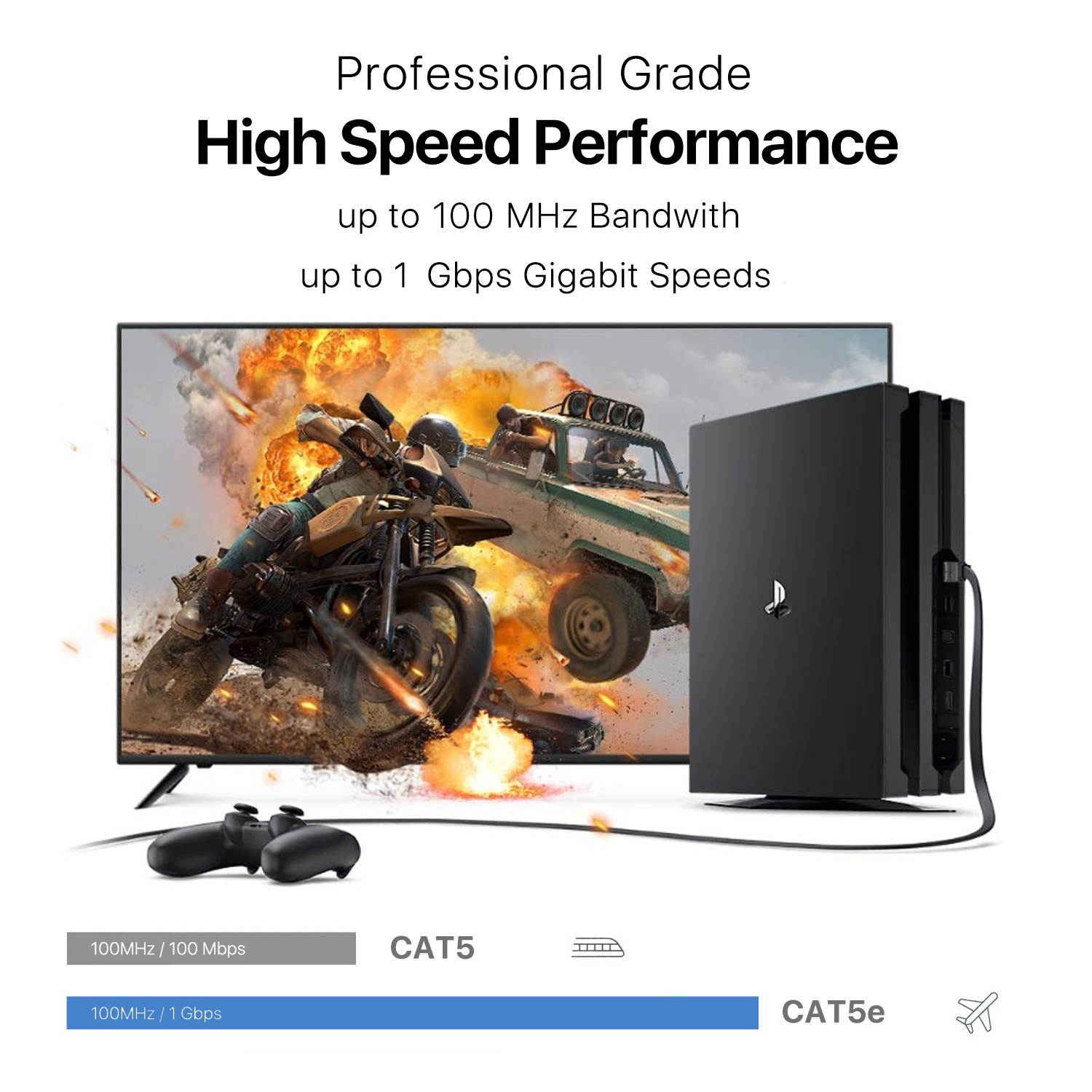 Cat 6 Ethernet Cable 50 ft Black Long Internet Network Cable High Speed Flat LAN Cable RJ45 Cord for Gaming Switch Modem Router Coupler