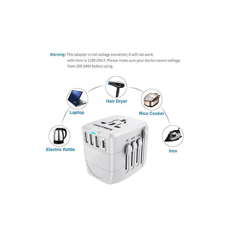 Universal Travel Adapter Allinone Travel Charger Worldwide Travel Socket International Power Adapter with 3USB +1 Type C Ports AC Plug Adapter Travel Accessories for Over 150 CountriesGrey