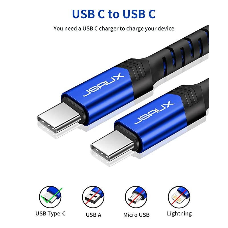 USB C to USB C 60W Cable 3Pack 03m+1m+2m USB Type C Charger Cord Compatible with Samsung Galaxy S20+ Note 20 Ultra Note 10+ MacBook AirPro 13 iPad Pro 20202018 Pixel 234 XL etcBlue