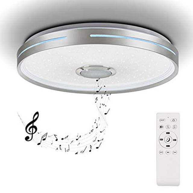 Horevo 36W Led Music Ceiling Light 2120LM with Bluetooth Speaker and Remote Control Color Change Light, Warm White / Cold White, 2800-6500 Kelvin for Children's Rooms Kids Room Bedroom