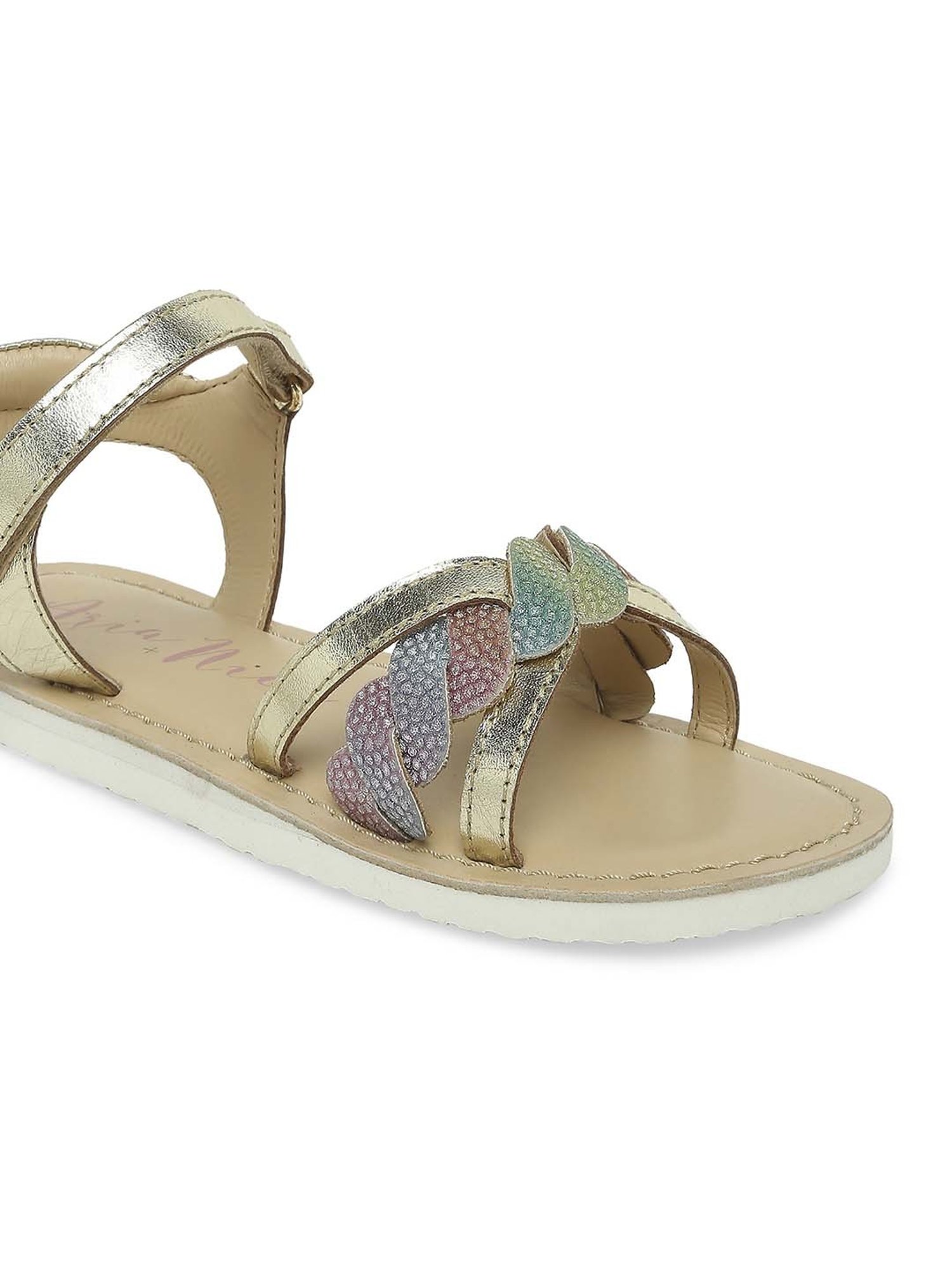 Aria Nica Kids PARTY Gold Cross Strap Sandals