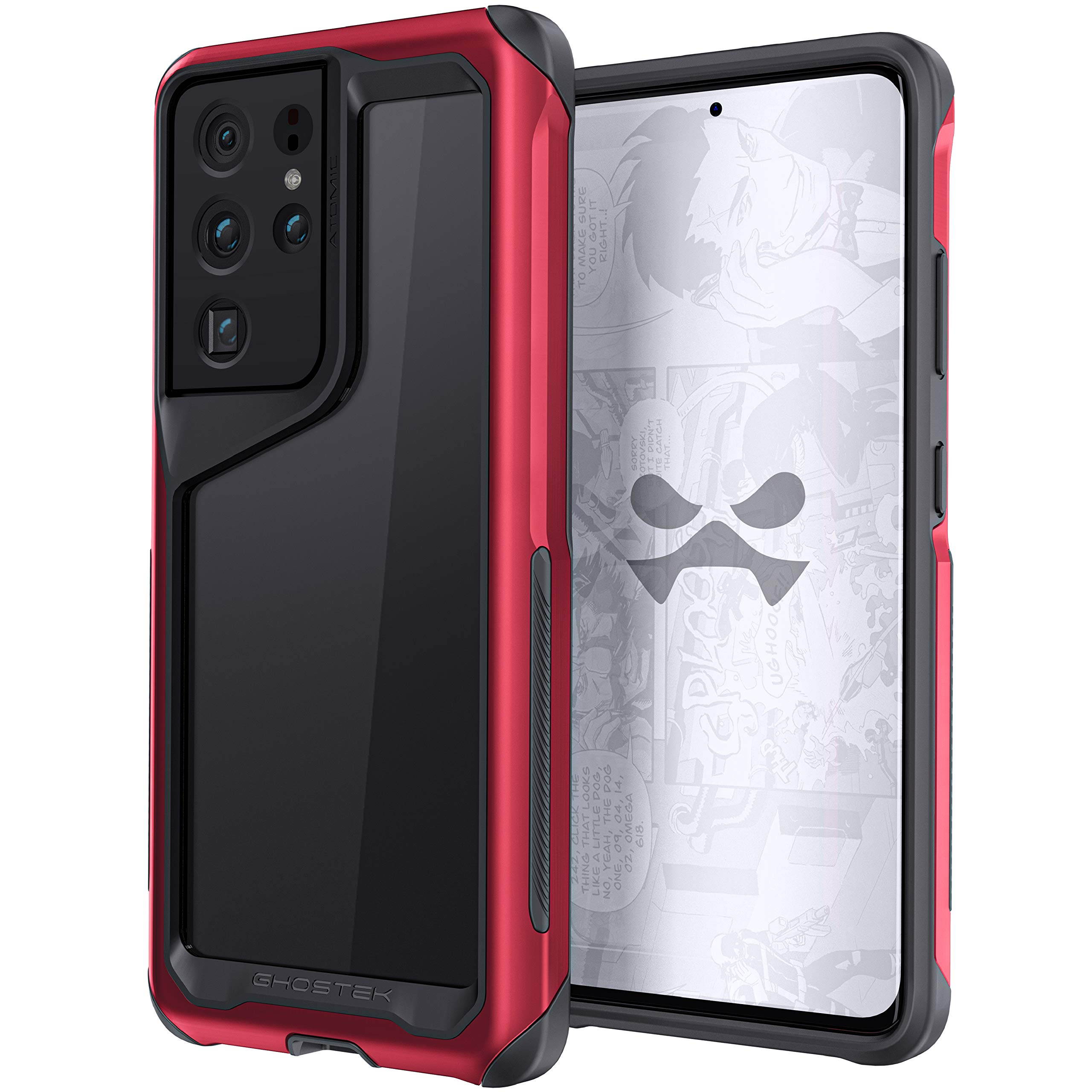 Ghostek Atomic Slim Designed for Galaxy S21 Ultra Case with Protective Metal Bumper Made of Super Tough Lightweight Military Grade Aluminum Alloy for 2021 Galaxy S21 Ultra 5G (6.8 Inch) (Phantom Red)