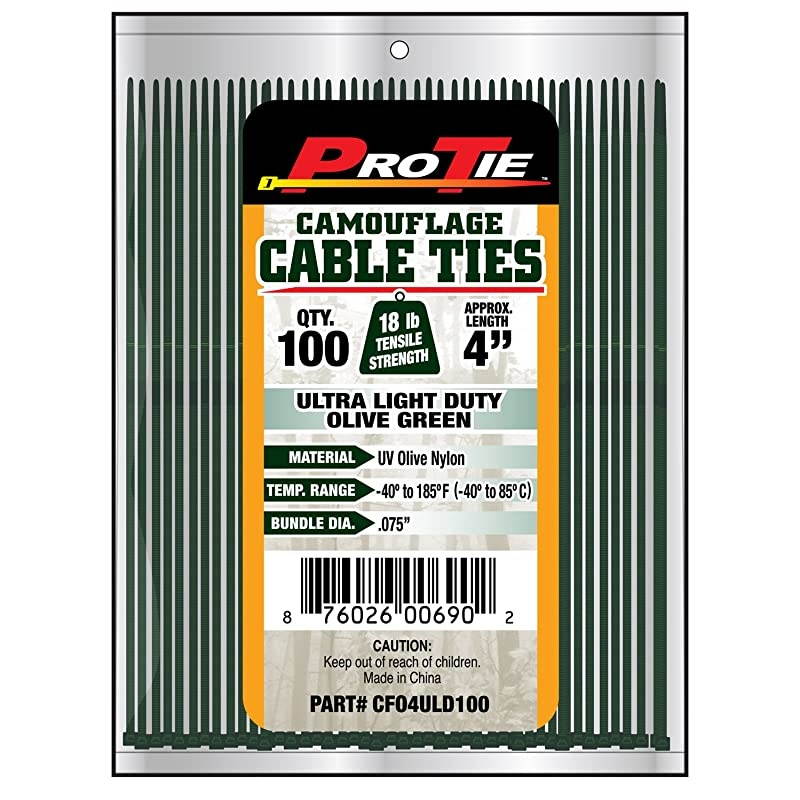 CFO4ULD100 4Inch Olive Green Nylon Ultra Light Duty Cable Ties 100Pack