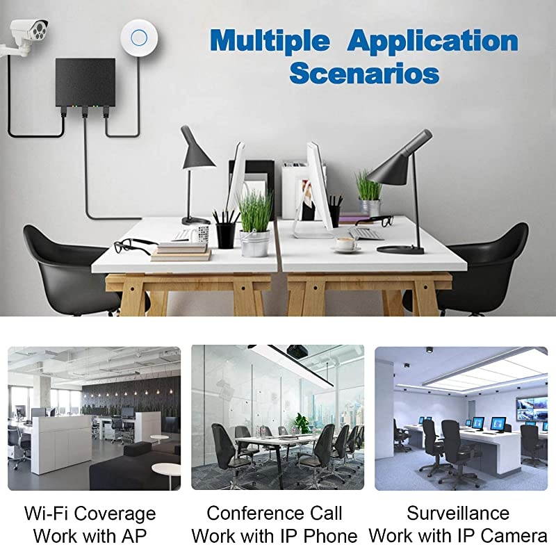 18 Port PoE Switch 16 PoE+ Port 100Mbps 2 Uplink Gigabit 250W Builtin Power 8023afat Rackmount Unmanaged Plug and Play