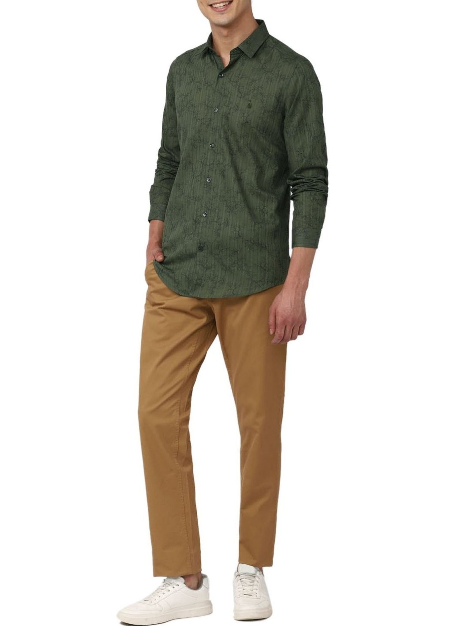 Simon Carter London Green Printed Slim Fit Shirt