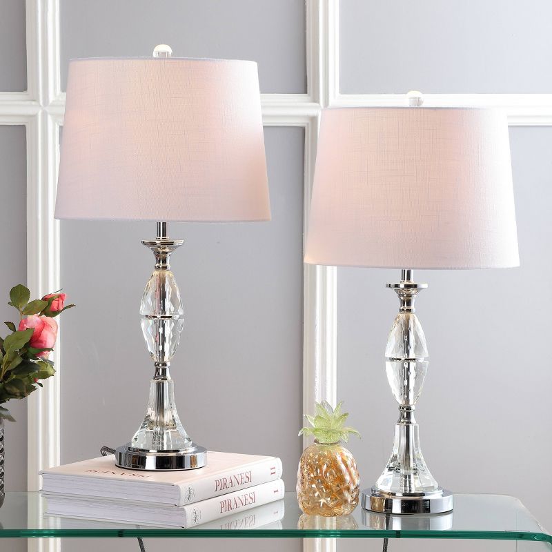25.5" (Set of 2) Reid Crystal Table Lamp (Includes LED Light Bulb) Clear - JONATHAN Y