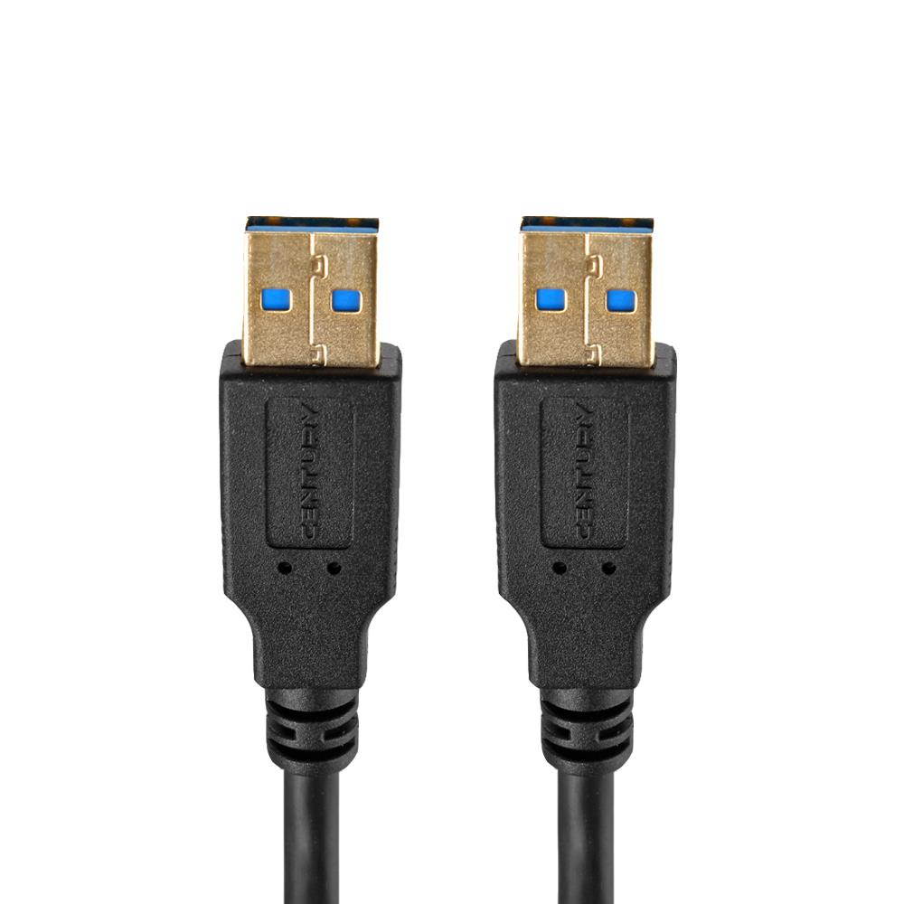 USB 3.0 Cable A-Male to A-Male (15 FT) Type A to A Male Premium Gold Plated SuperSpeed USB Adapter Connector Coupler Bi-Directional Extension Cord Wire Plug - Black
