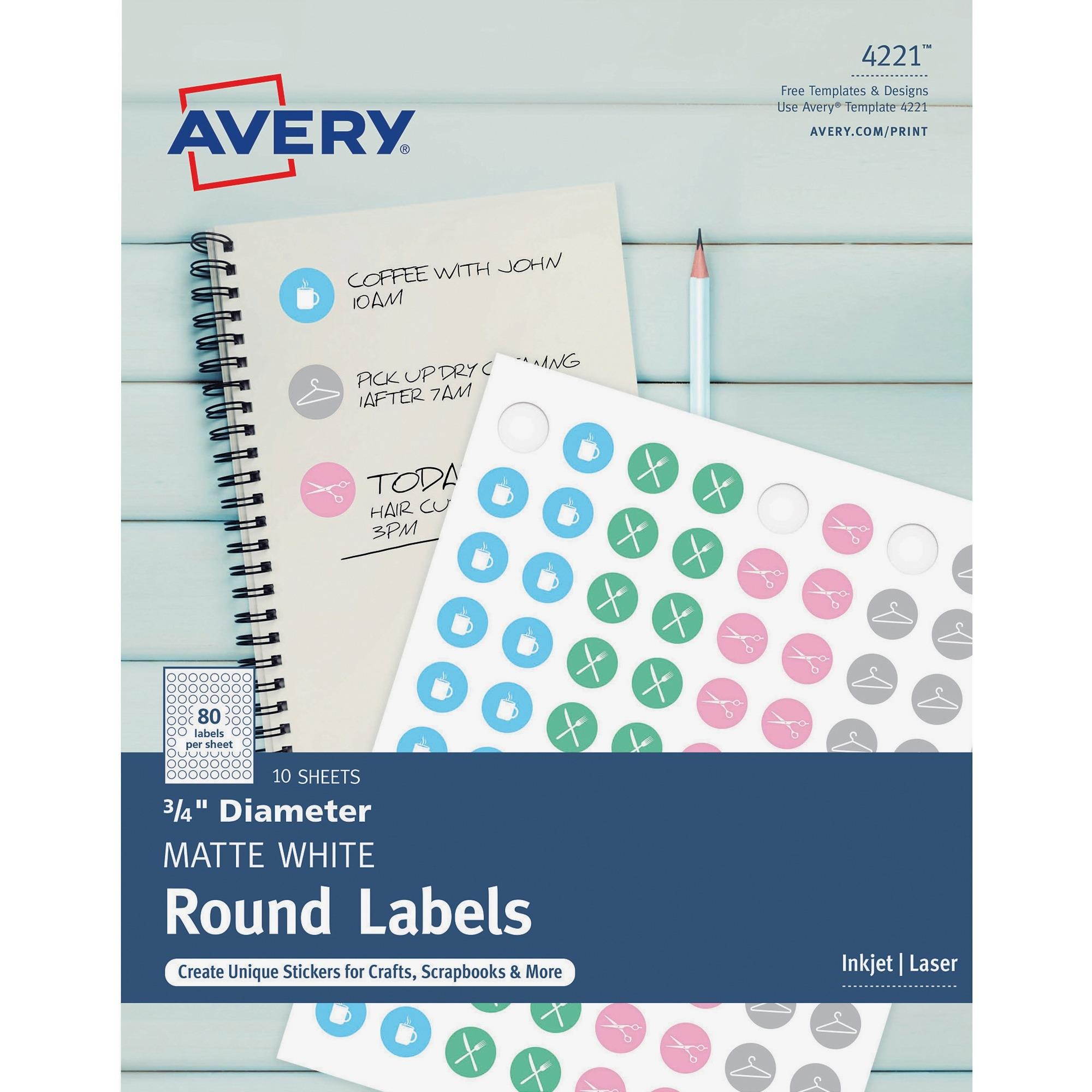 Avery Round Labels, Sure Feed, 3/4", 800 Labels (4221)