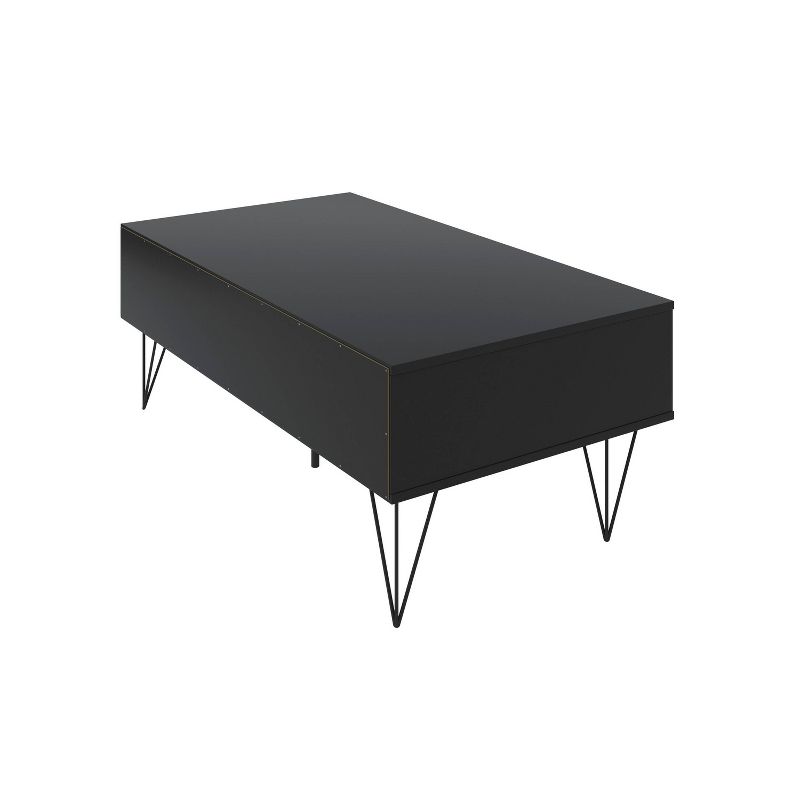 2 Drawer Wooden Rectangular Coffee Table with Hairpin Legs Brown/Black - The Urban Port