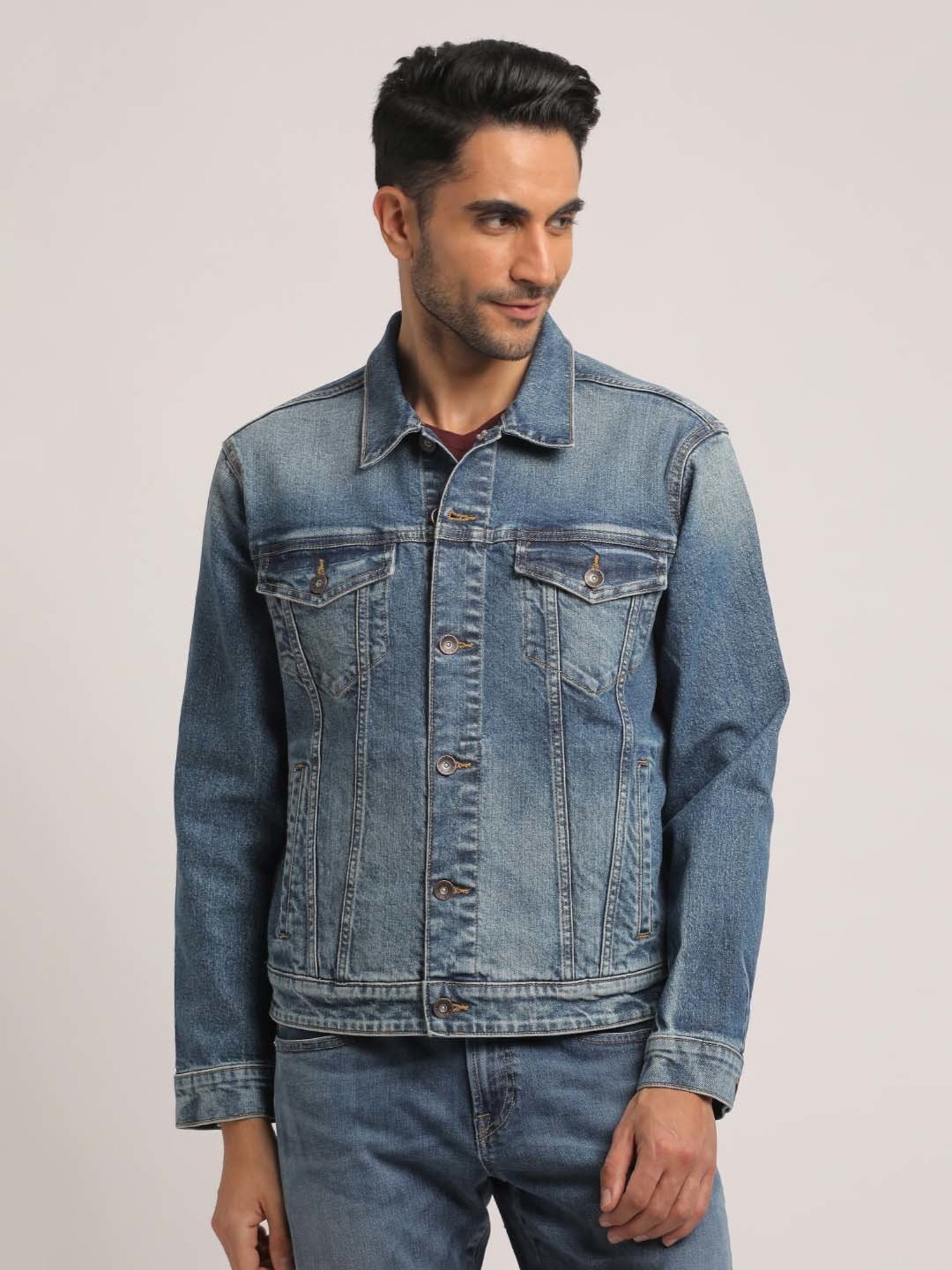 EVERBLUE Blue Regular Fit Denim Jacket