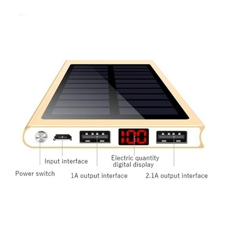 The Lastest Ultra Thin 9mm Solar Power Bank 500000 Mah Ultra High Capacity External Solar Charger Powerbank for All Mobile Phone for Outdoors/camping/explore