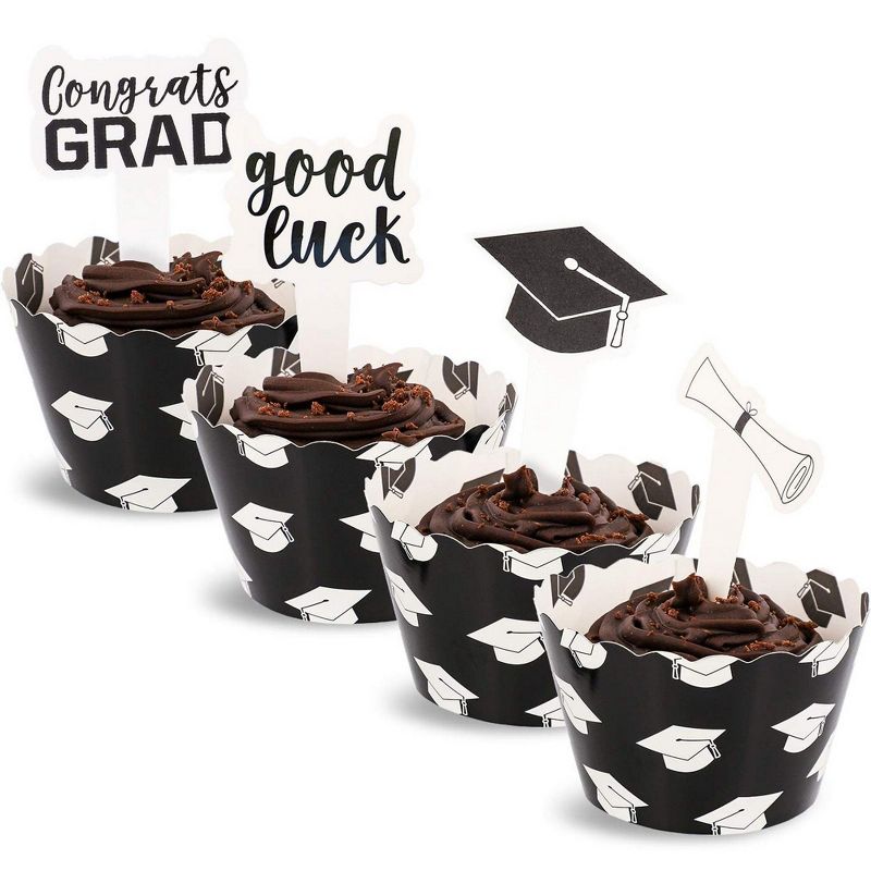 Juvale 100 Piece Congrats Grad Cupcake Wrappers & Cake Toppers, 2021 Graduation Party Supplies Decorations