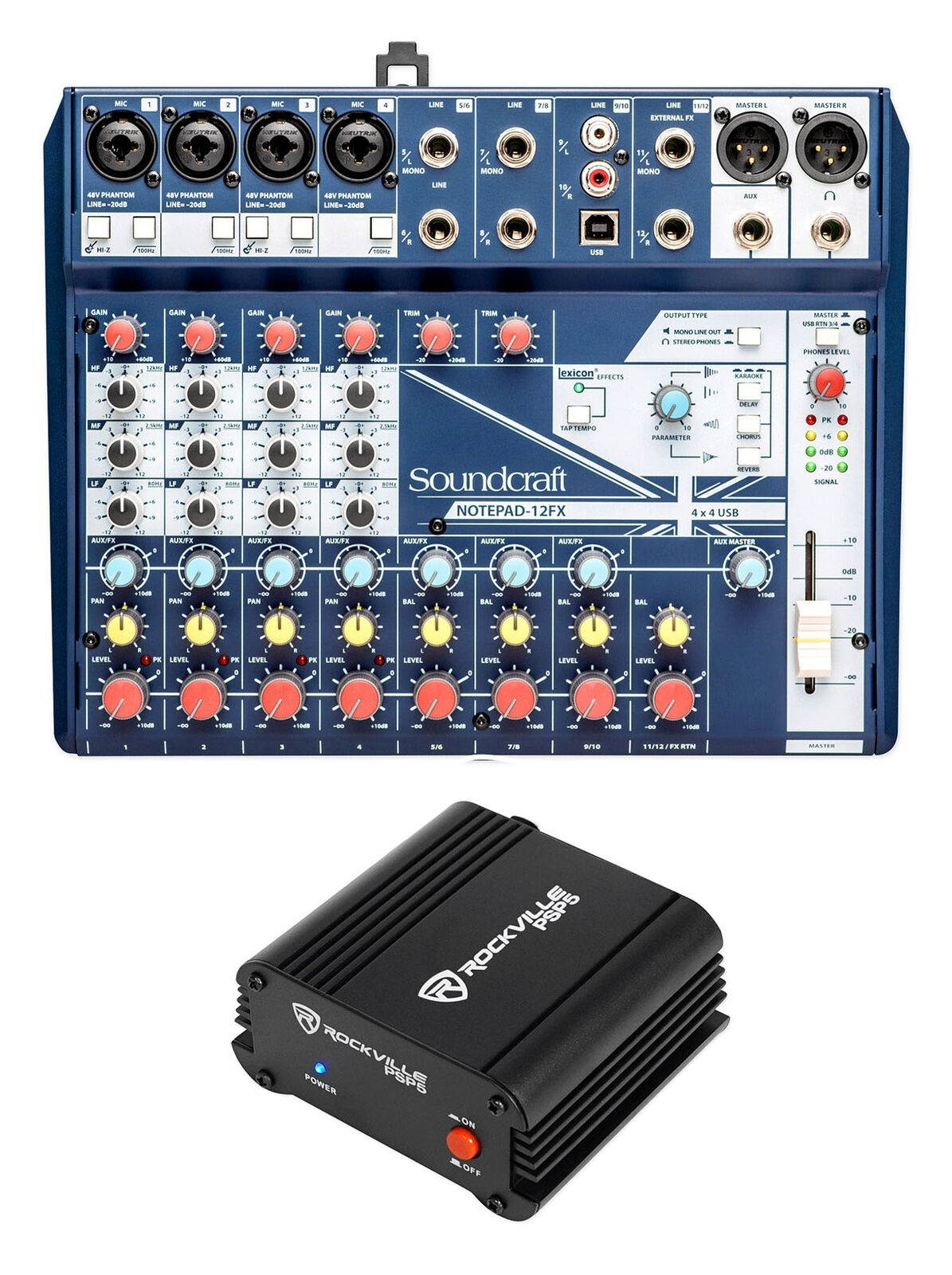 Soundcraft Notepad-12FX 12-Channel Analog Mixer w/ USB I/O+Phantom Power Supply