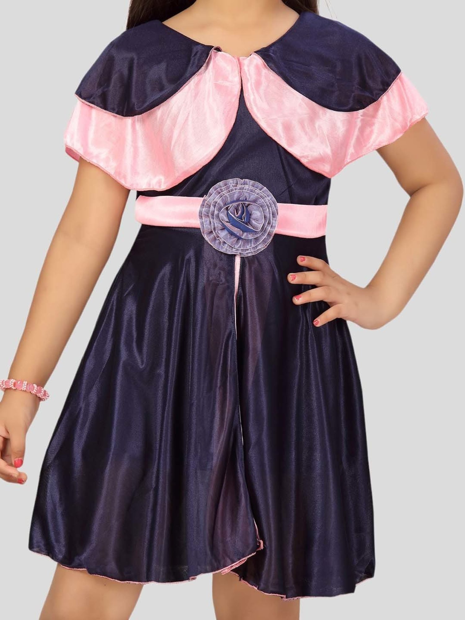 Aarika Kids Blue & Pink Applique Frock Dress