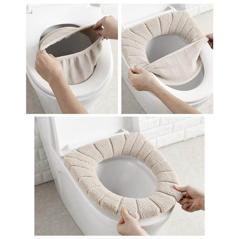 1PCS Bathroom Filling Soft Thickened Seat Pads Washable Warmer Toilet Mat Cover Winter Comfortable 35cm Seat Cushion
