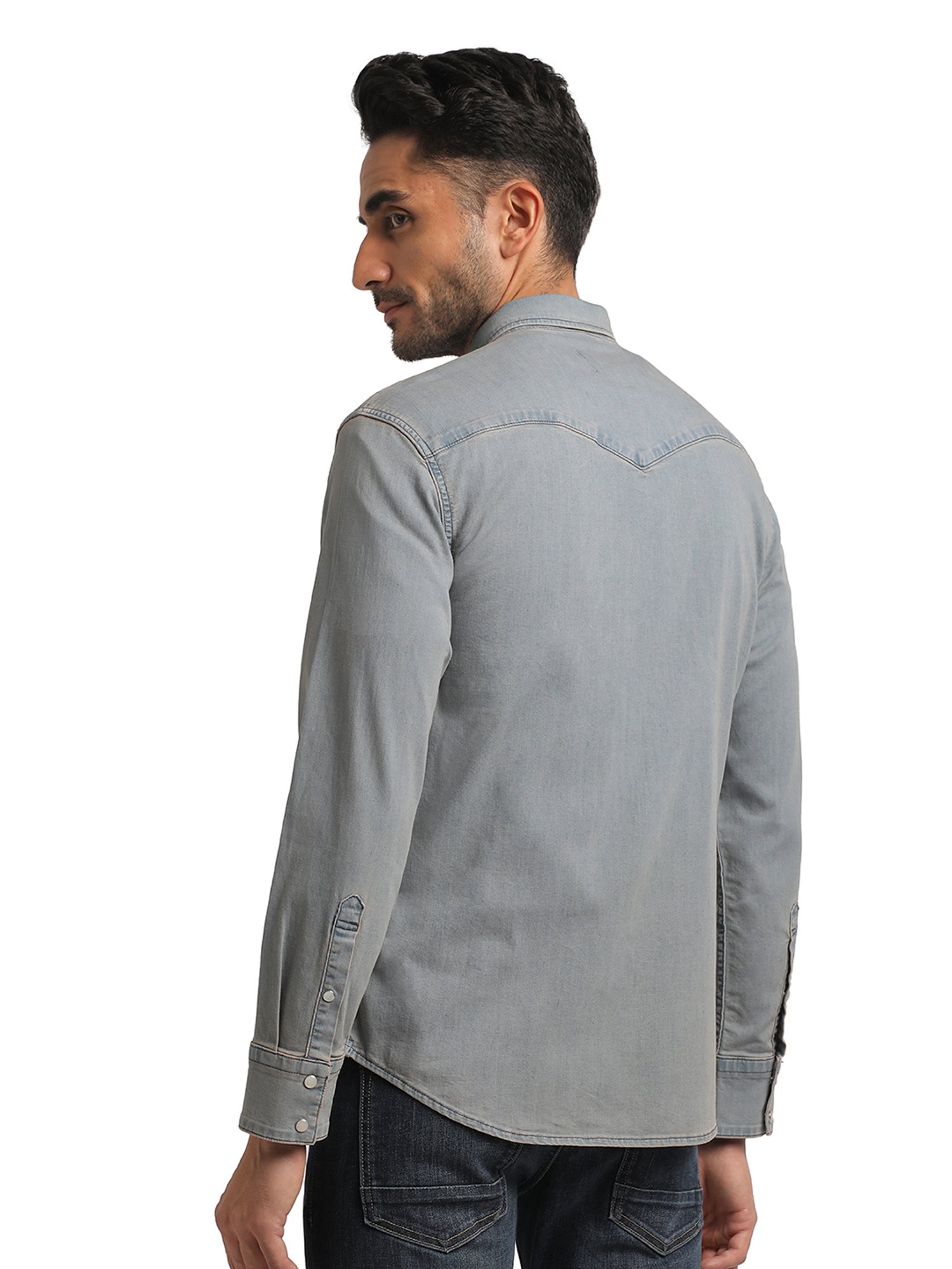 EVERBLUE Dusty Blue Regular Fit Shirt