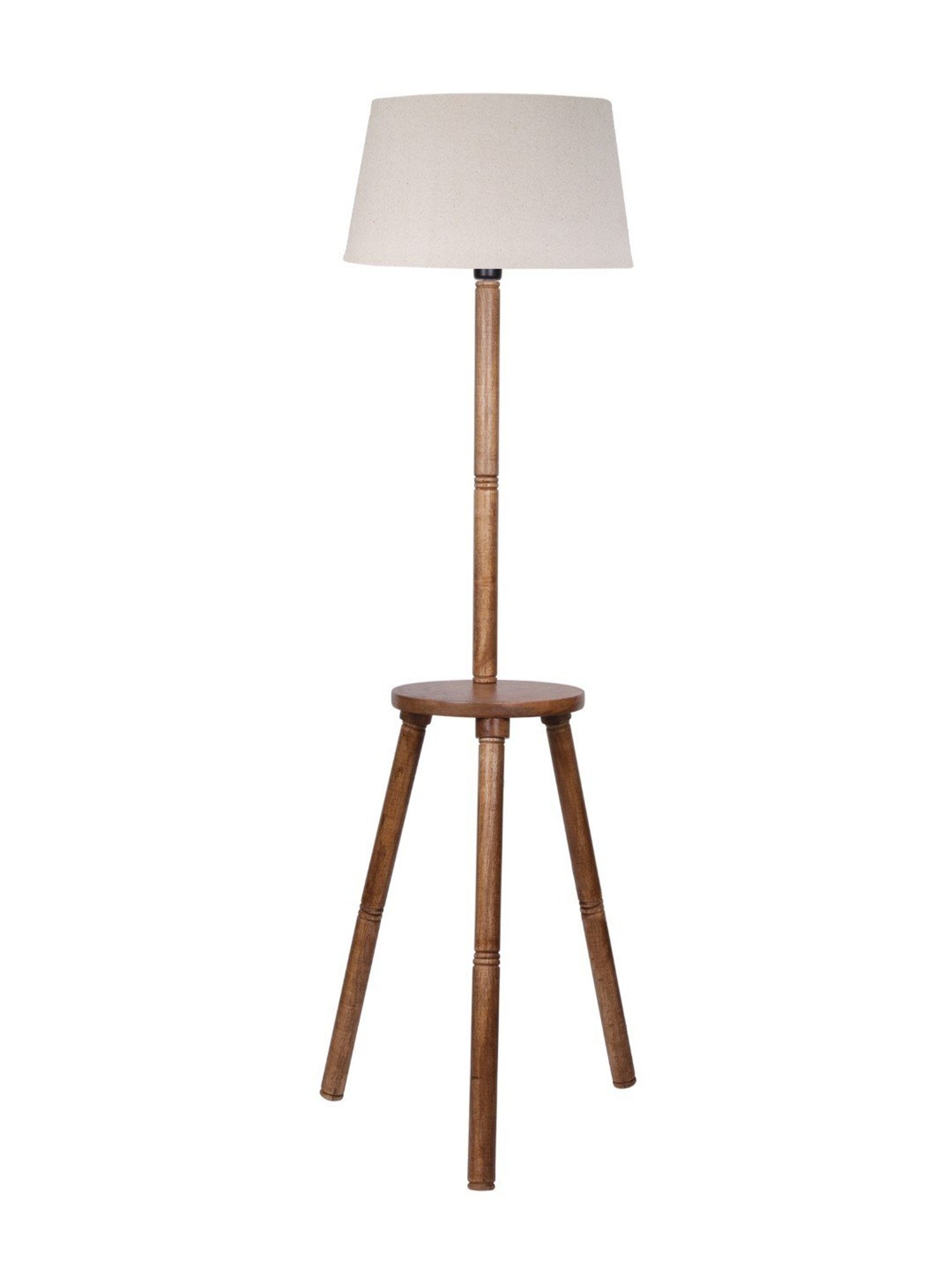 Homesake 'Tripod' Khadi & Brown Wood Tall Floor Lamp With Shade & Bulb - Set of 1