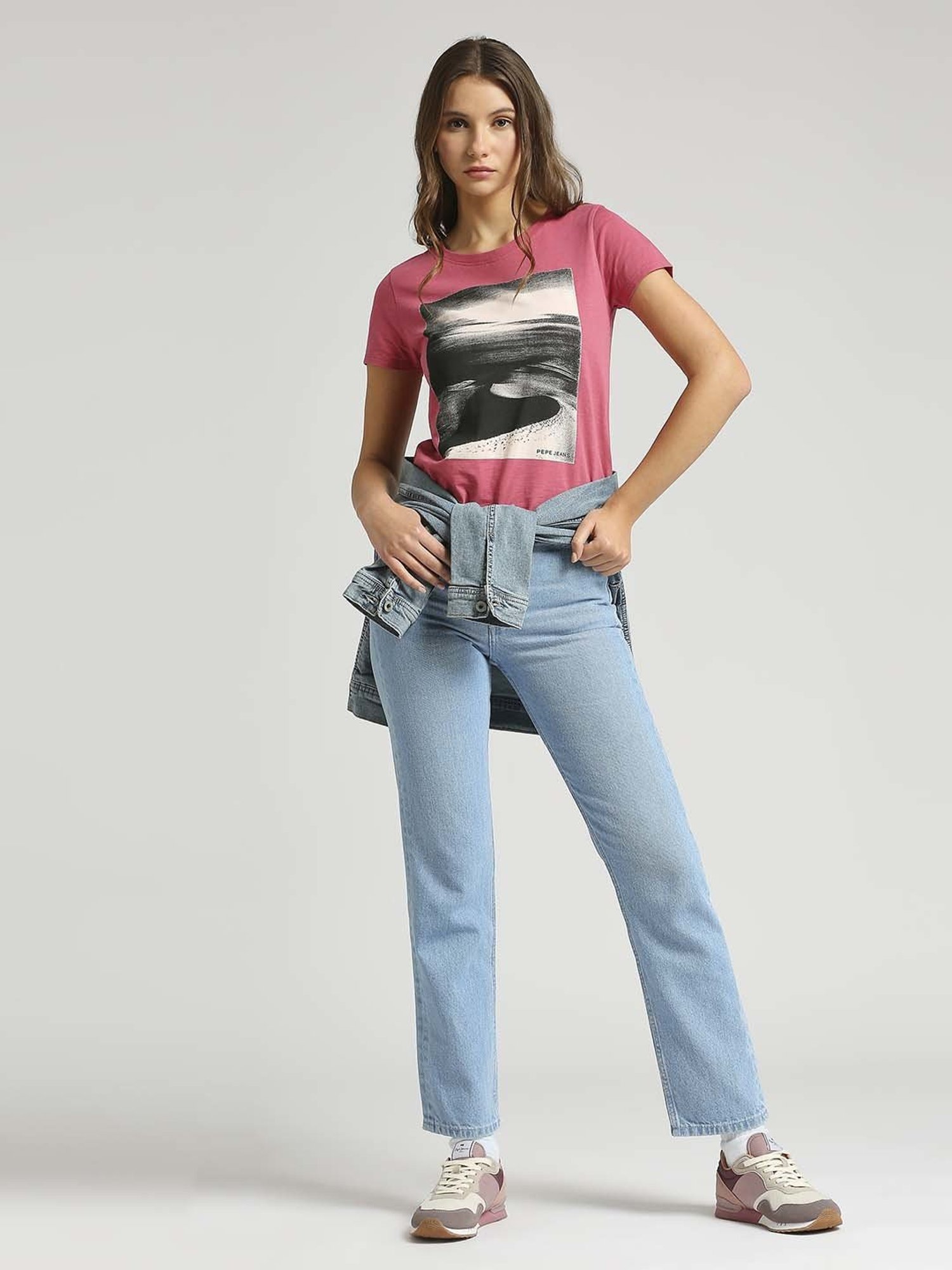 Pepe Jeans Pink Cotton Printed T-Shirt