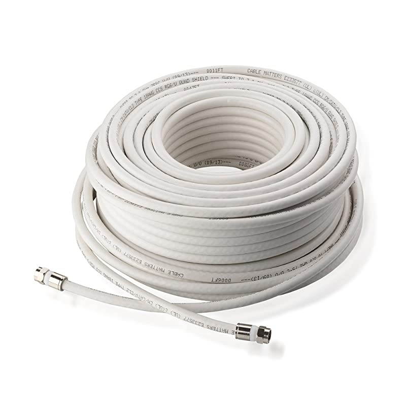 CL2 inWall Rated cm Quad Shielded Coaxial RG6 Coax in White 100 Feet