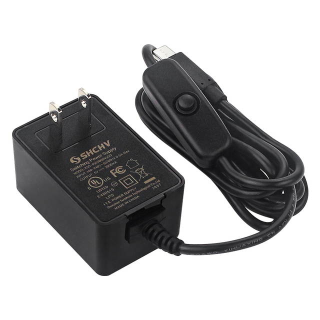 Raspberry Pi 4 Power Supply 5V 3A USB Type C Power Adapter with ON/OFF Switch CE Certification Power Charger for Raspberry Pi 4B