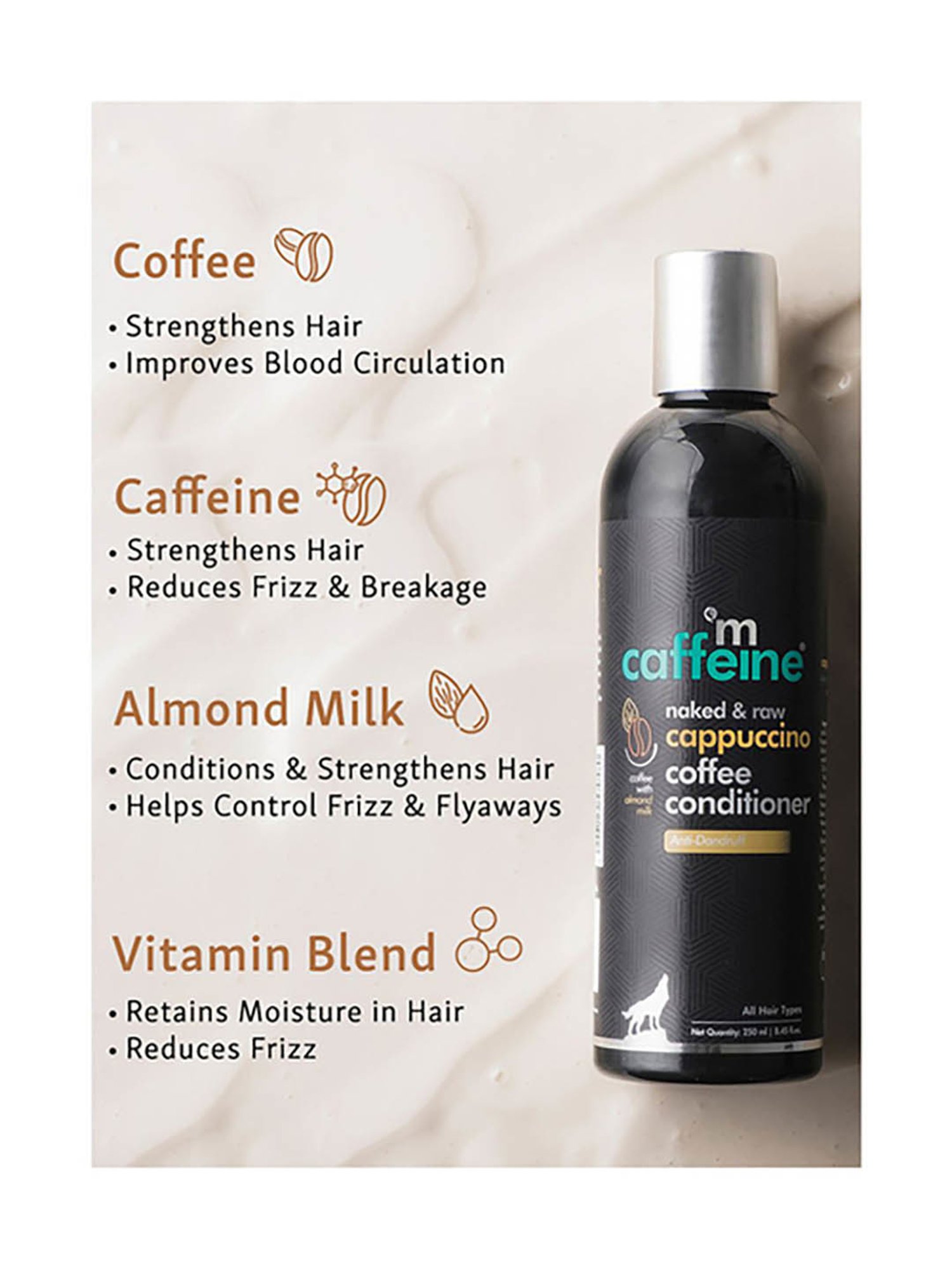 mCaffeine Naked & Raw Cappuccino Coffee Conditioner - 250 ml