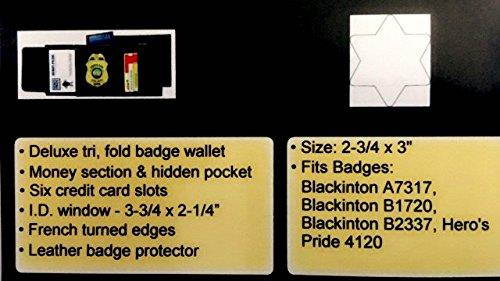 6 Point Tri-Fold Leather Badge Wallet Holder Money Section Credit Cards Police Sheriff Fire Dept. Security - Sold by Uniform World