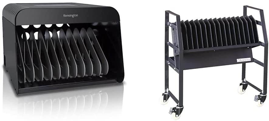 Kensington Universal Tablet and Laptop AC Charge Station (K62878NA) & Pearington 16 Device Mobile Open Charging Cart for iPads, Chromebooks and Laptop Computers, Compatible with Any Screen Size