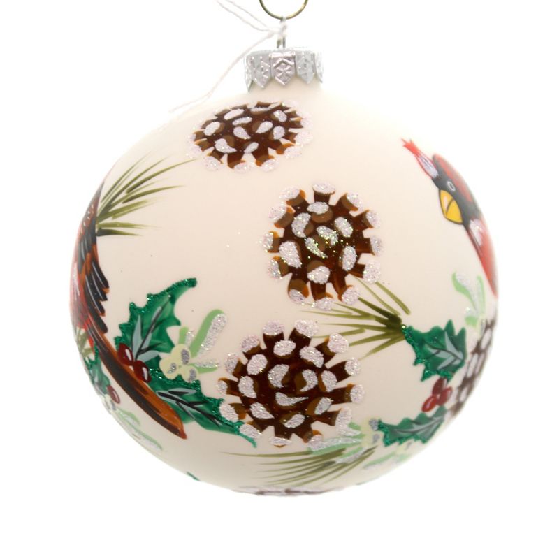 Christina's World Cardinals & Pine Cones Ornament Ball Red Bird  -  Tree Ornaments