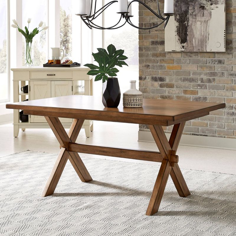 Sedona Rectangular Trestle Dining Table with 2 Benches and 2 Chairs Toffee - Home Styles